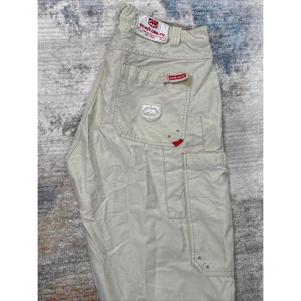 Marc Ecko Cargo Pants Mens 36 Khaki Streetwear Y2K Utility Pockets